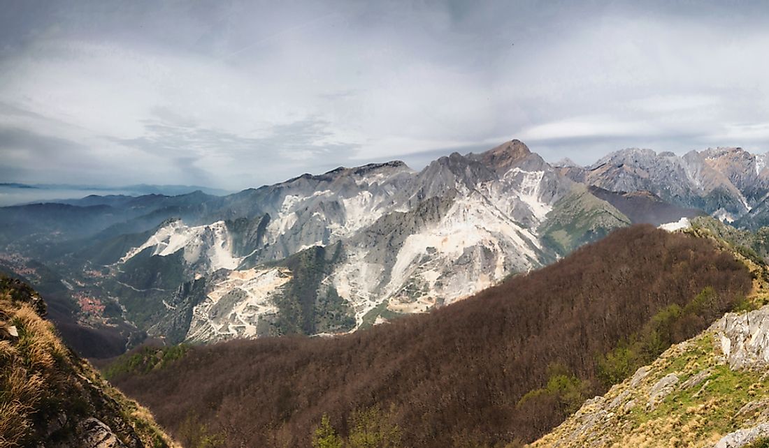 The Apuan Alps are known as the Marble Mountains.  