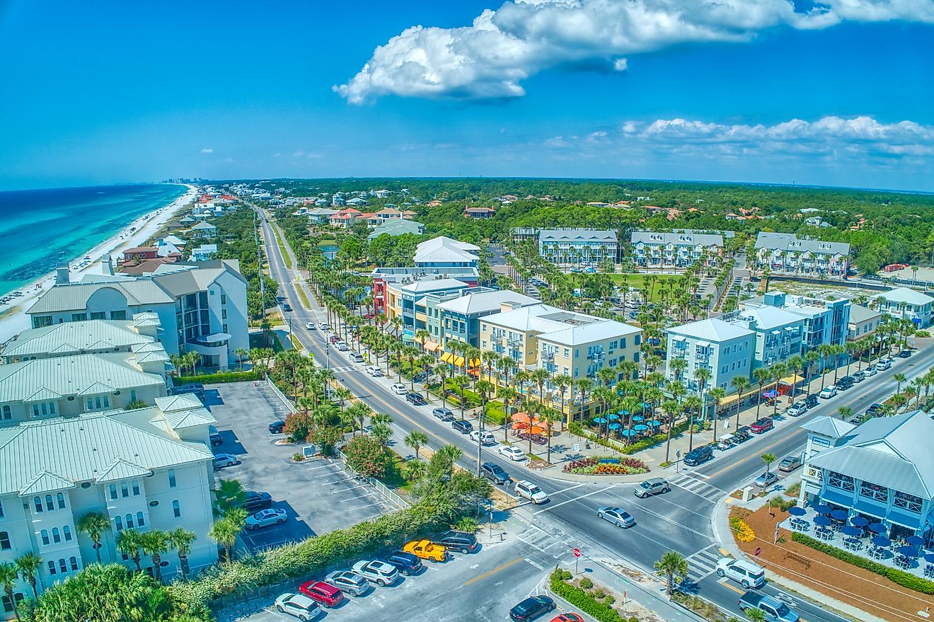 Aerial view of Santa Rosa Beach in Florida.