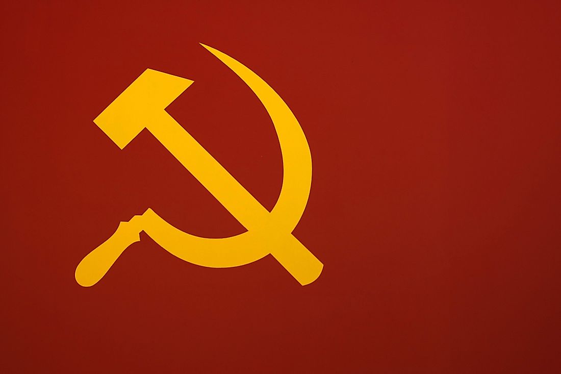 The hammer and sickle, a symbol of communism previously used in Soviet Russia. 