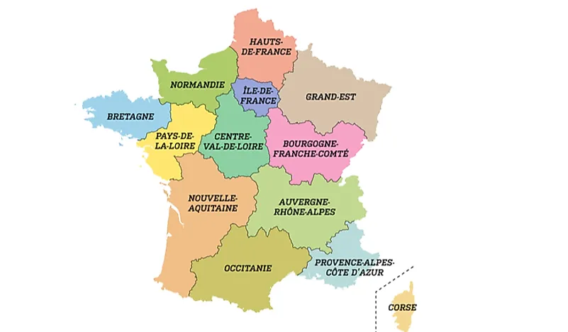 The 13 regions of France. 