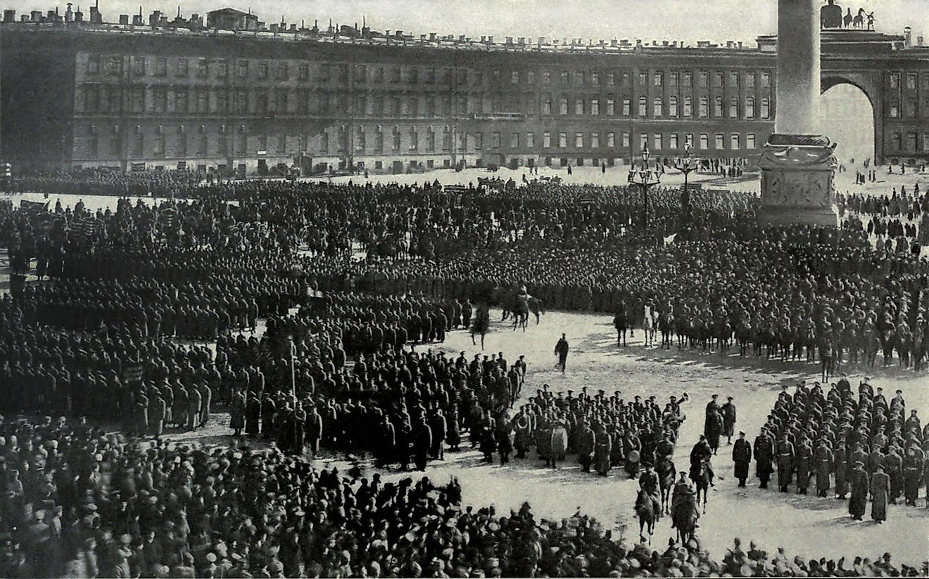 The Russian Army taking the oath of allegiance to the October Revolution.