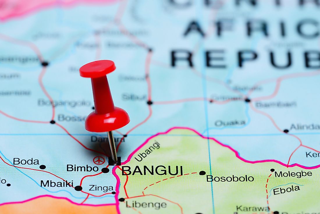 Bangui sits on the banks of the Ubangi River bordering the Democratic Republic of the Congo.