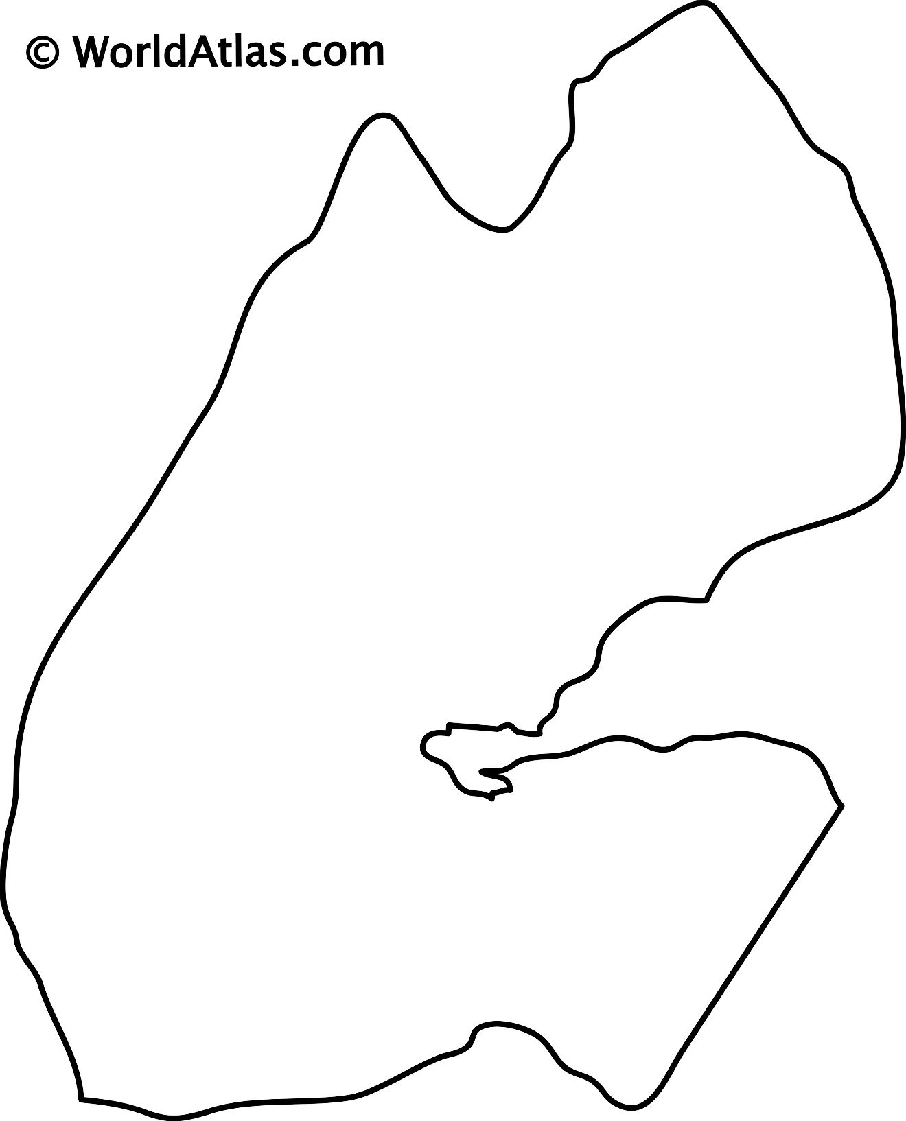 Mapa de contorno en blanco de Djibouti