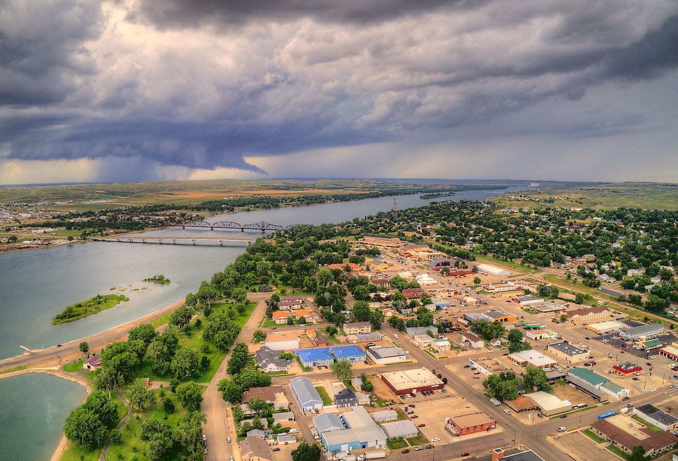 Pierre is the State Capitol of South Dakota on a stormy day.