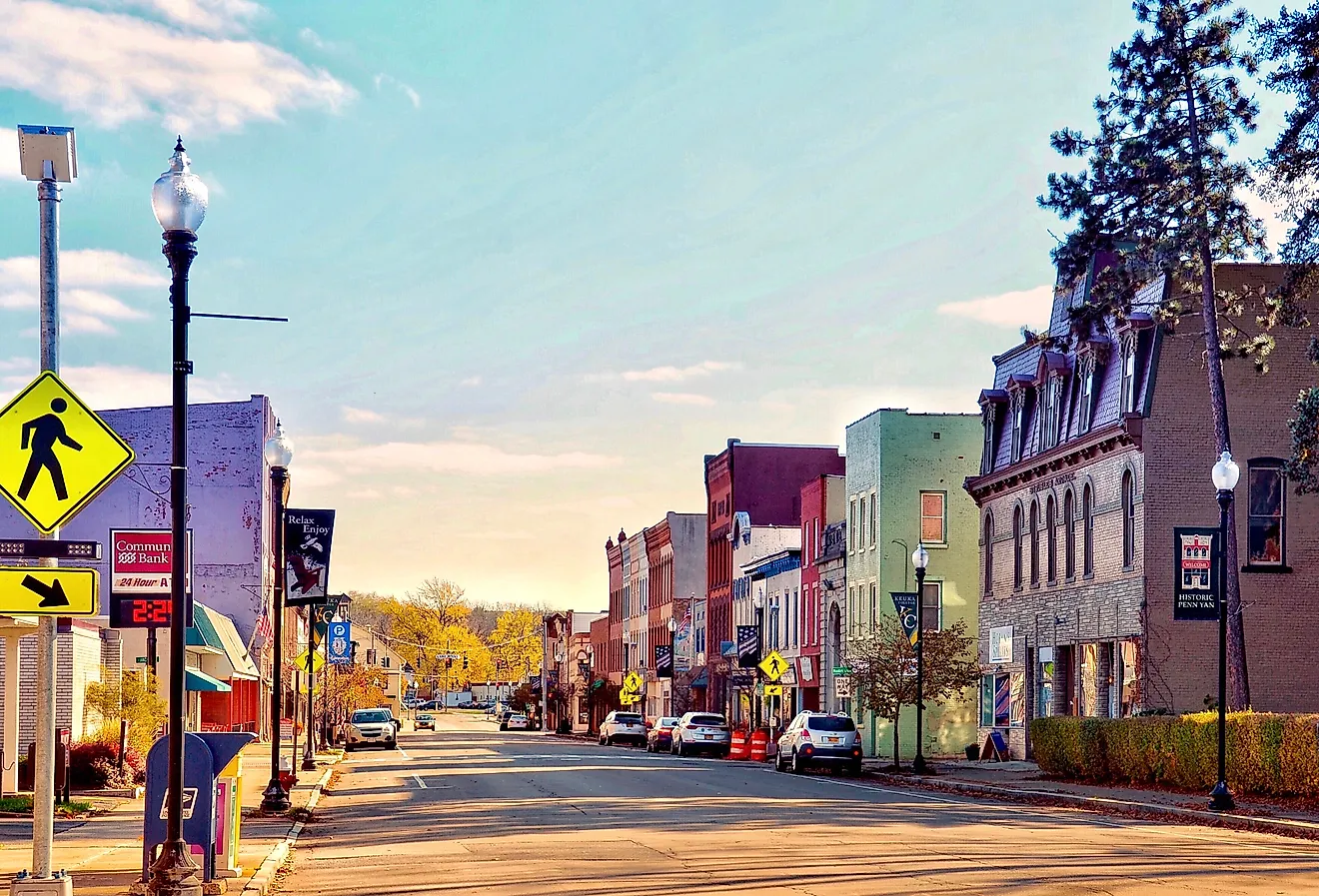 The beautiful downtown area of Penn Yan, New York. Image credit: PQK / Shutterstock.com