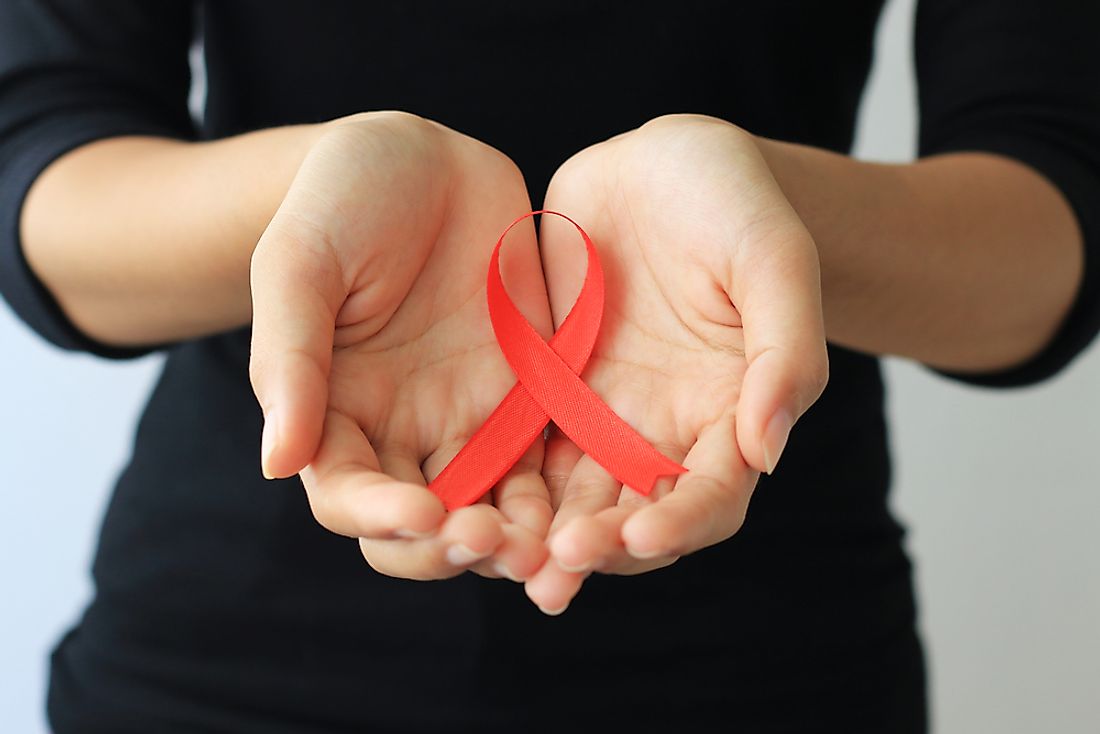 A red ribbon is the universal symbol of HIV/AIDS awareness. 