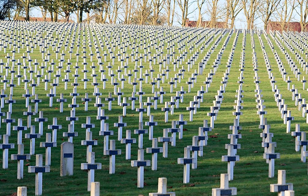 Graves of French soldiers who fought at Passchendaele. Passchendaele is remembered as one of the most brutal battles of World War I.