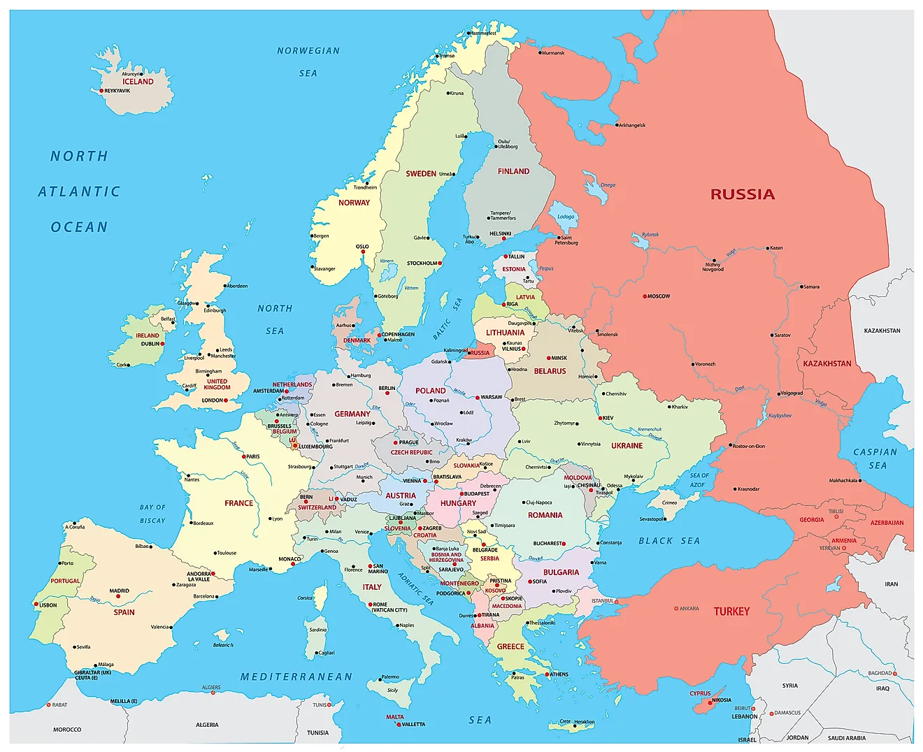 Europe Map With Names Of Countries Map