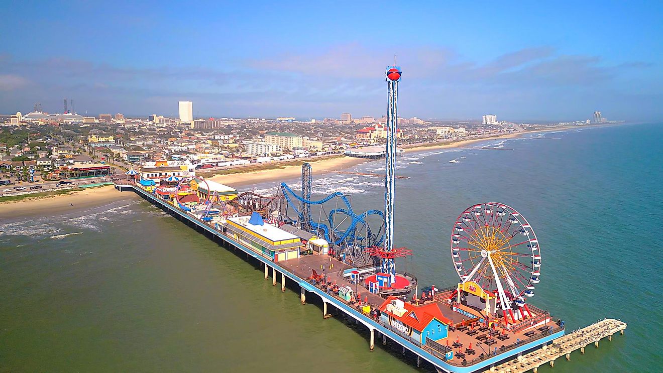 Pleasure Pier amusement park in Galveston, Texas. 