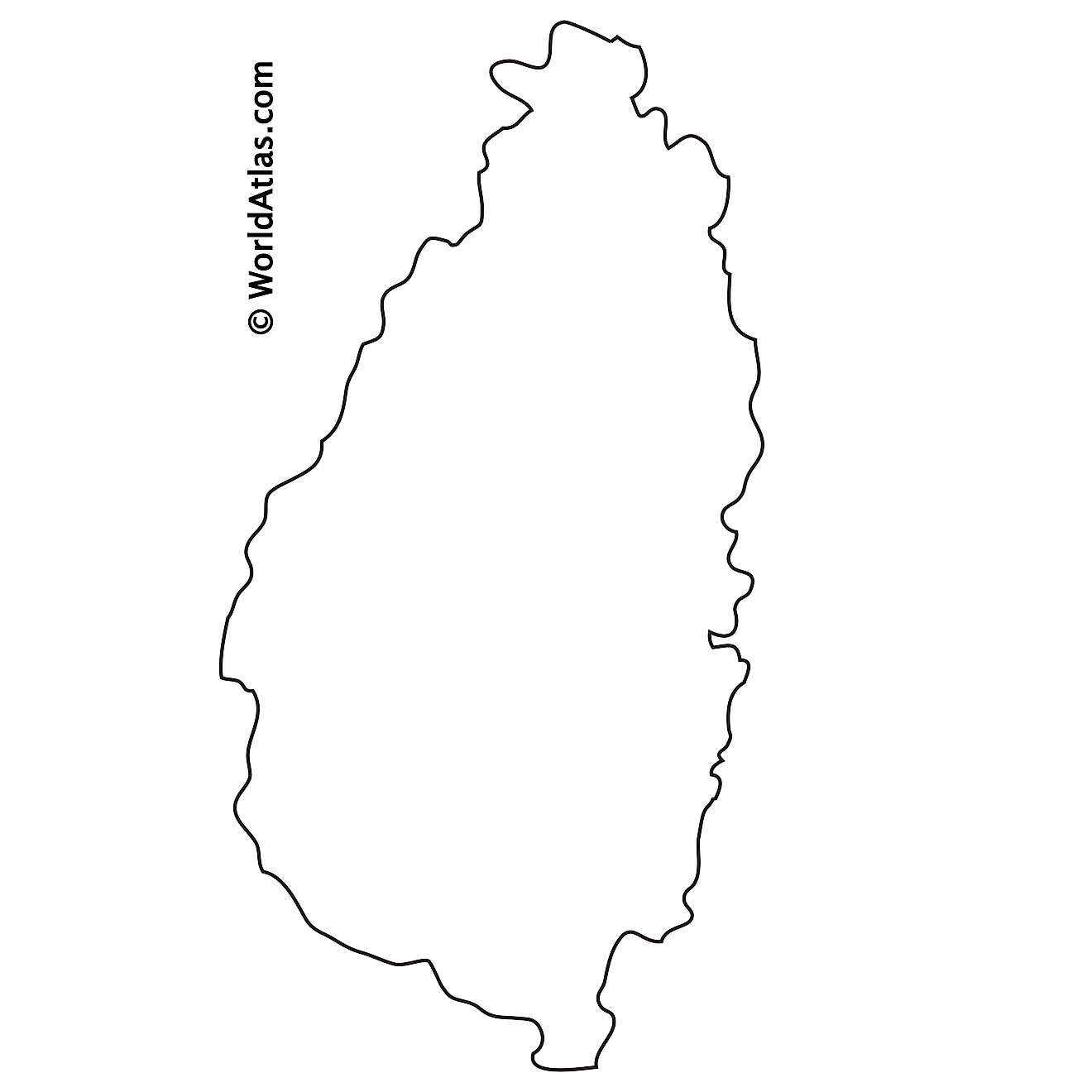 Mapa de contorno en blanco de Santa Lucía