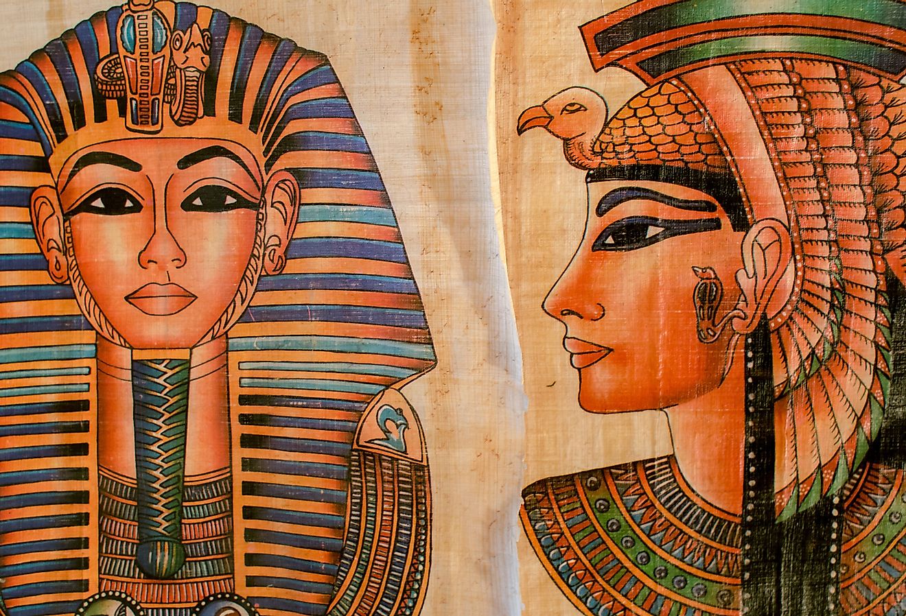 Art of Egyptian Queen Cleopatra and sphinx.