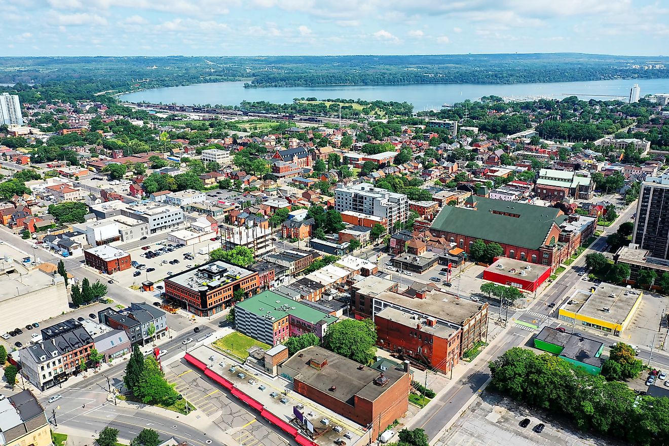 An aerial view of Hamilton, Ontario,