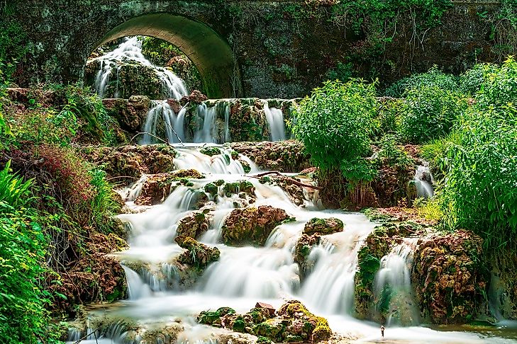 Cascades of Orbaneja del Castillo along the Ebro River in northern Spain.