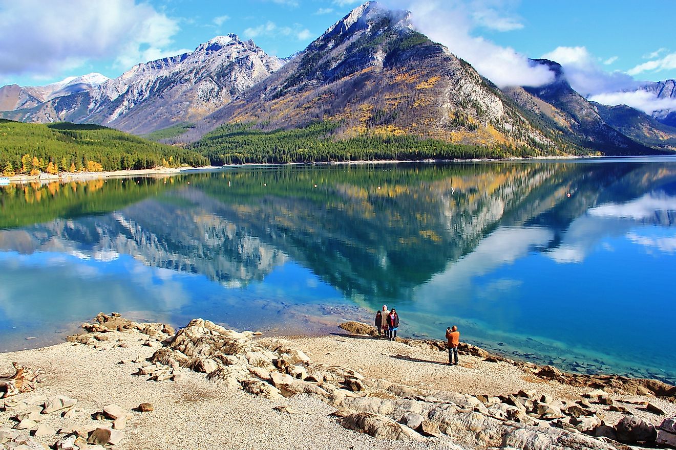 Minnewanka lake in Canadian Rockies in Banff, Alberta, Canada.
