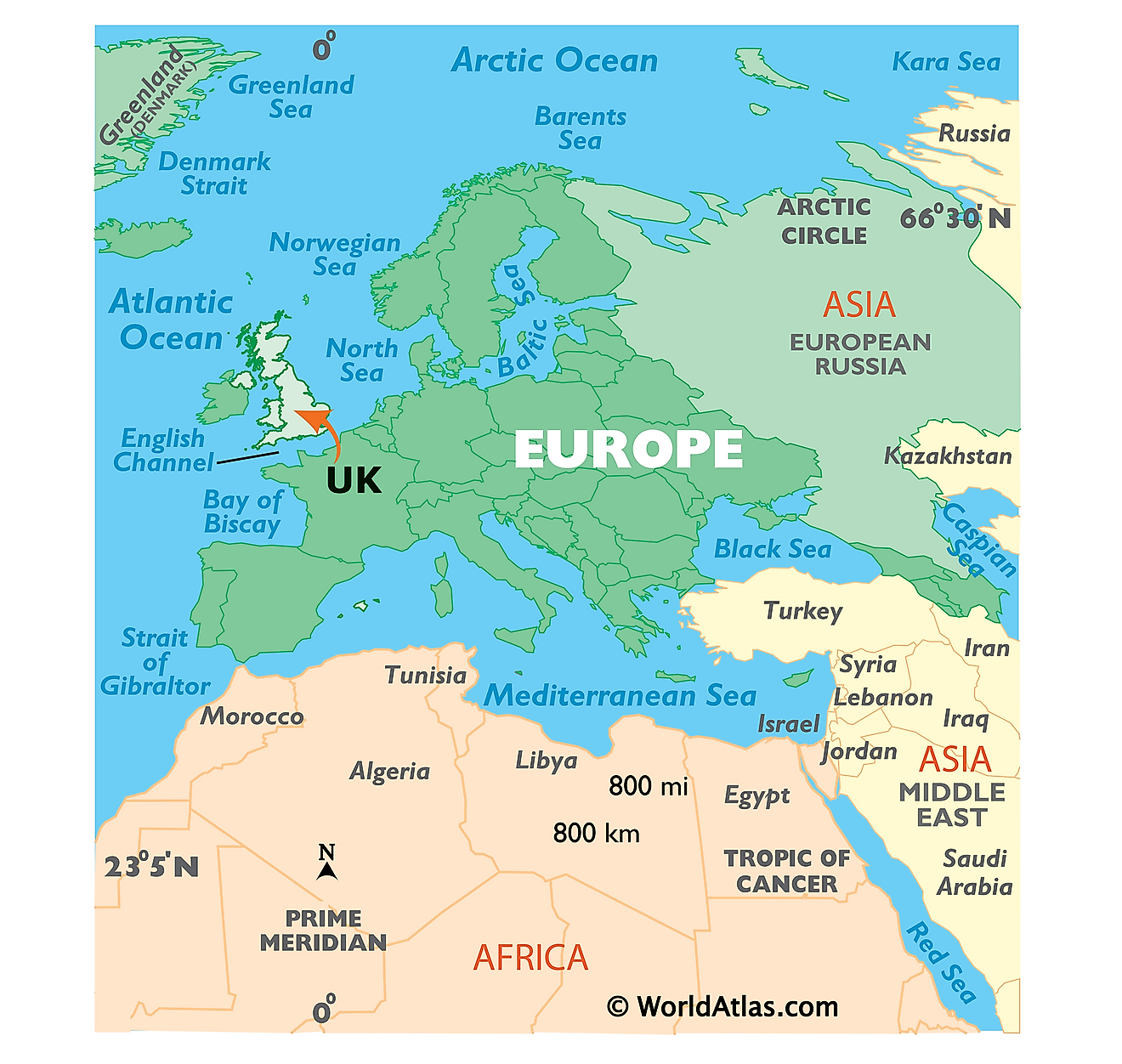 Mapa que muestra la ubicación del Reino Unido en el mundo.