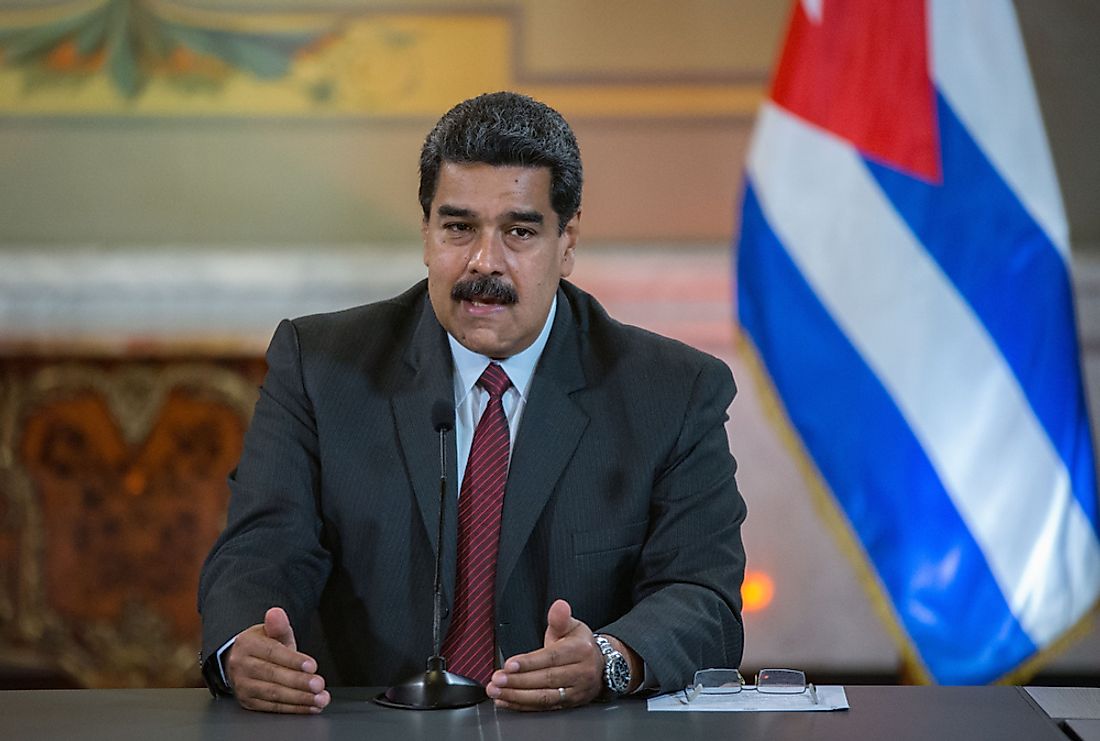 The disputed Venezuelan president, Nicolás Maduro. Editorial credit: StringerAL / Shutterstock.com.