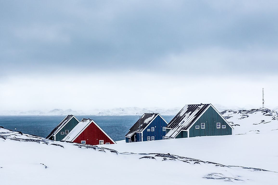 The island of Greenland is the world's least densely populated place. 