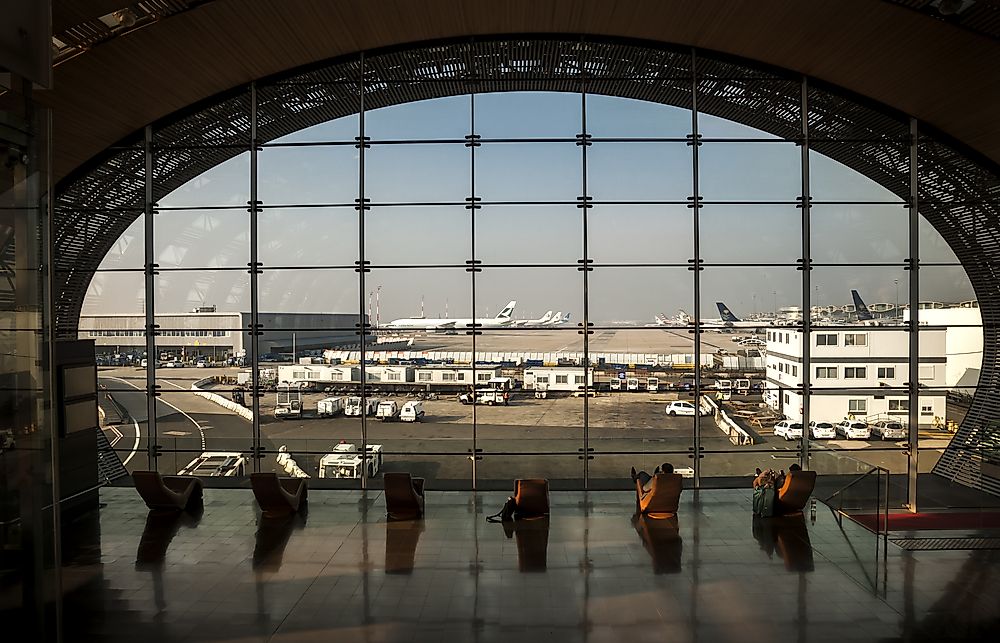 Waiting area at Charles de Gaulle Airport in Paris, France. 