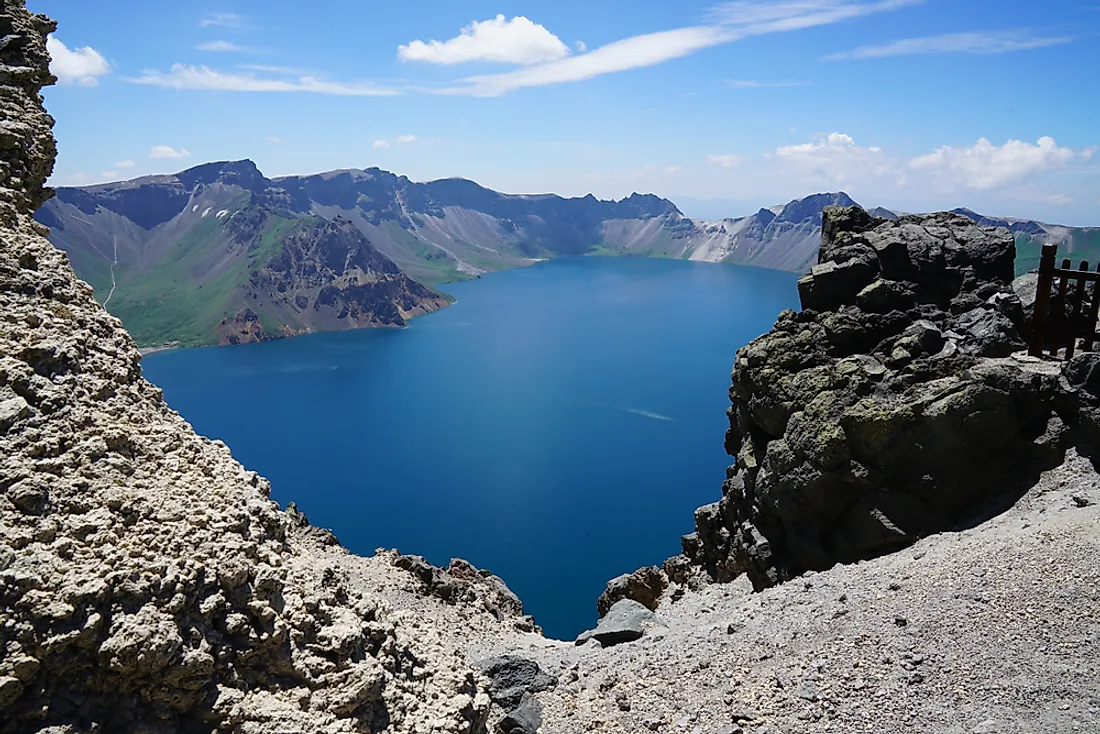 The snow-covered craggy slopes of Paektu.