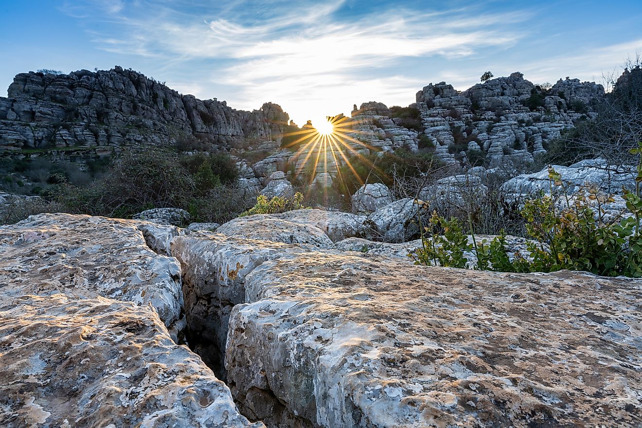 El Torcal Nature Reserve in Andalusia with strange karst rock formations.