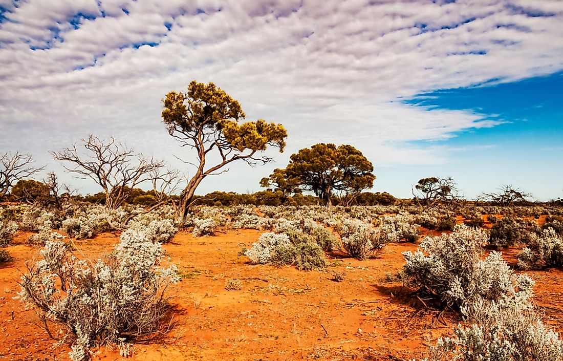 Australia has a large arid center.