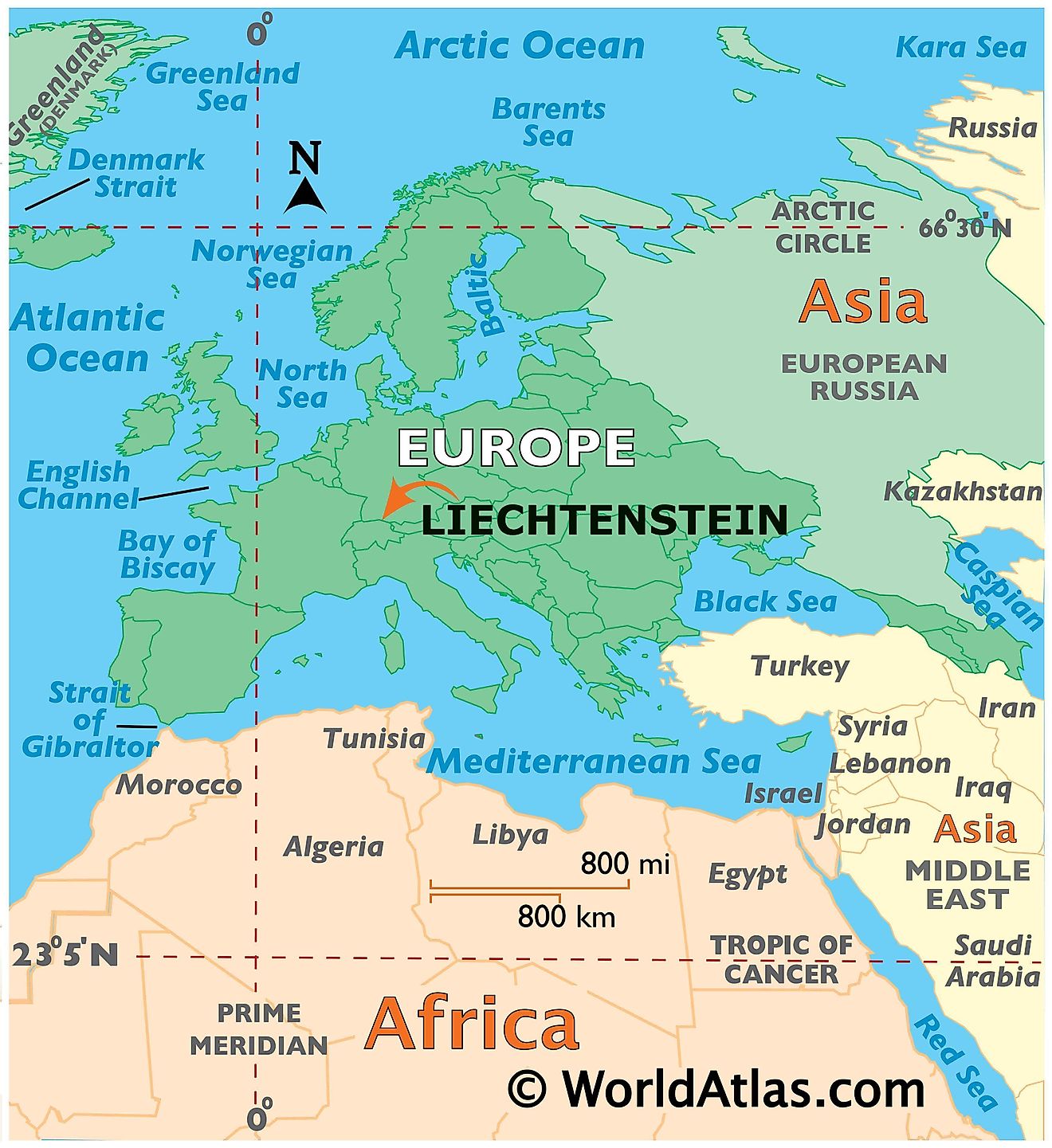 Mapa que muestra la ubicación de Liechtenstein en el mundo.