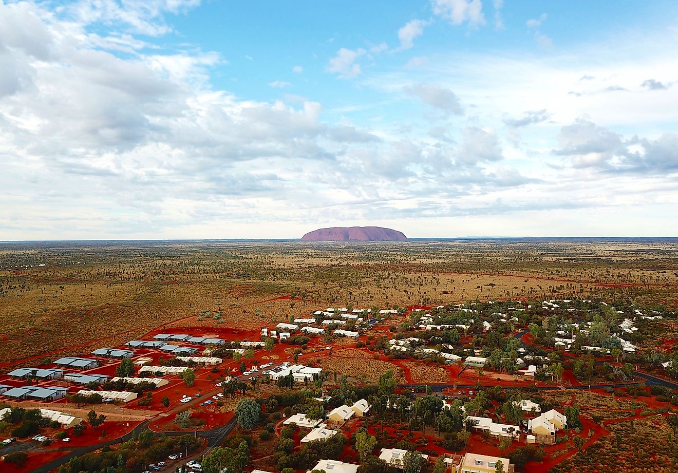 Panoramic landscape of Uluru (Ayers Rock) from Yulara in the Northern Territory state of Australia. Editorial credit: katacarix / Shutterstock.com