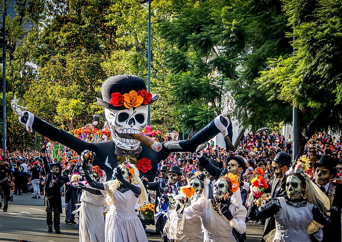 The Day of the Dead parade in Mexico City, Mexico.  Editorial credit: Diego Grandi / Shutterstock.com. 