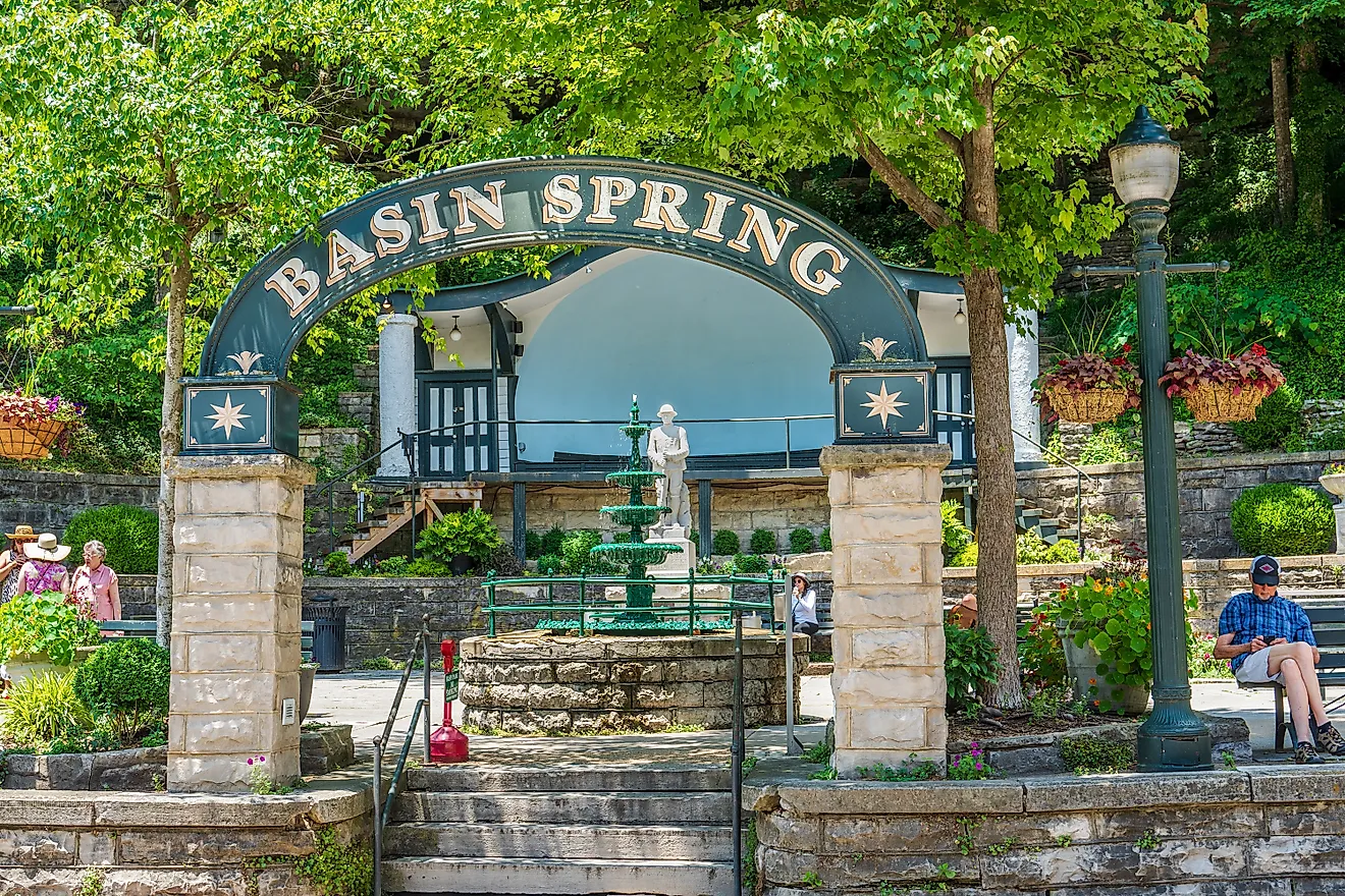 Basin Spring Park in downtown Eureka Springs, Arkansas.