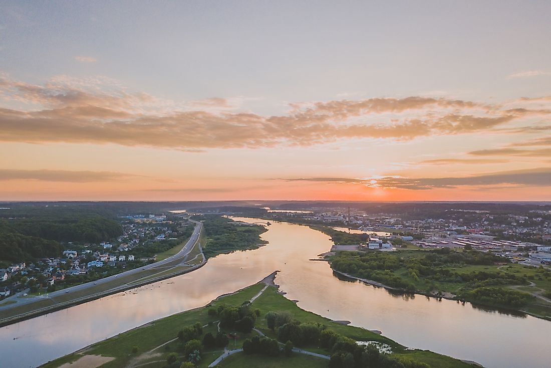 Confluence of the Neman and Neris rivers in Kaunas, Lithuania.
