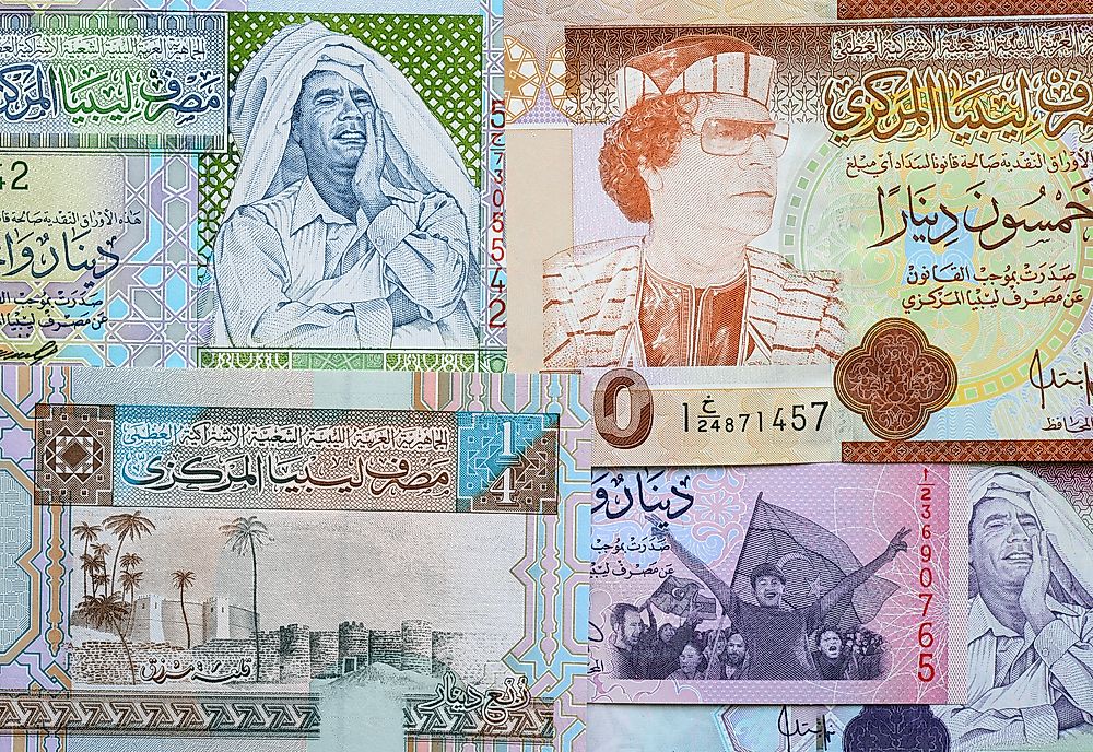 Banknotes dedicated to Muammar Gaddafi. 