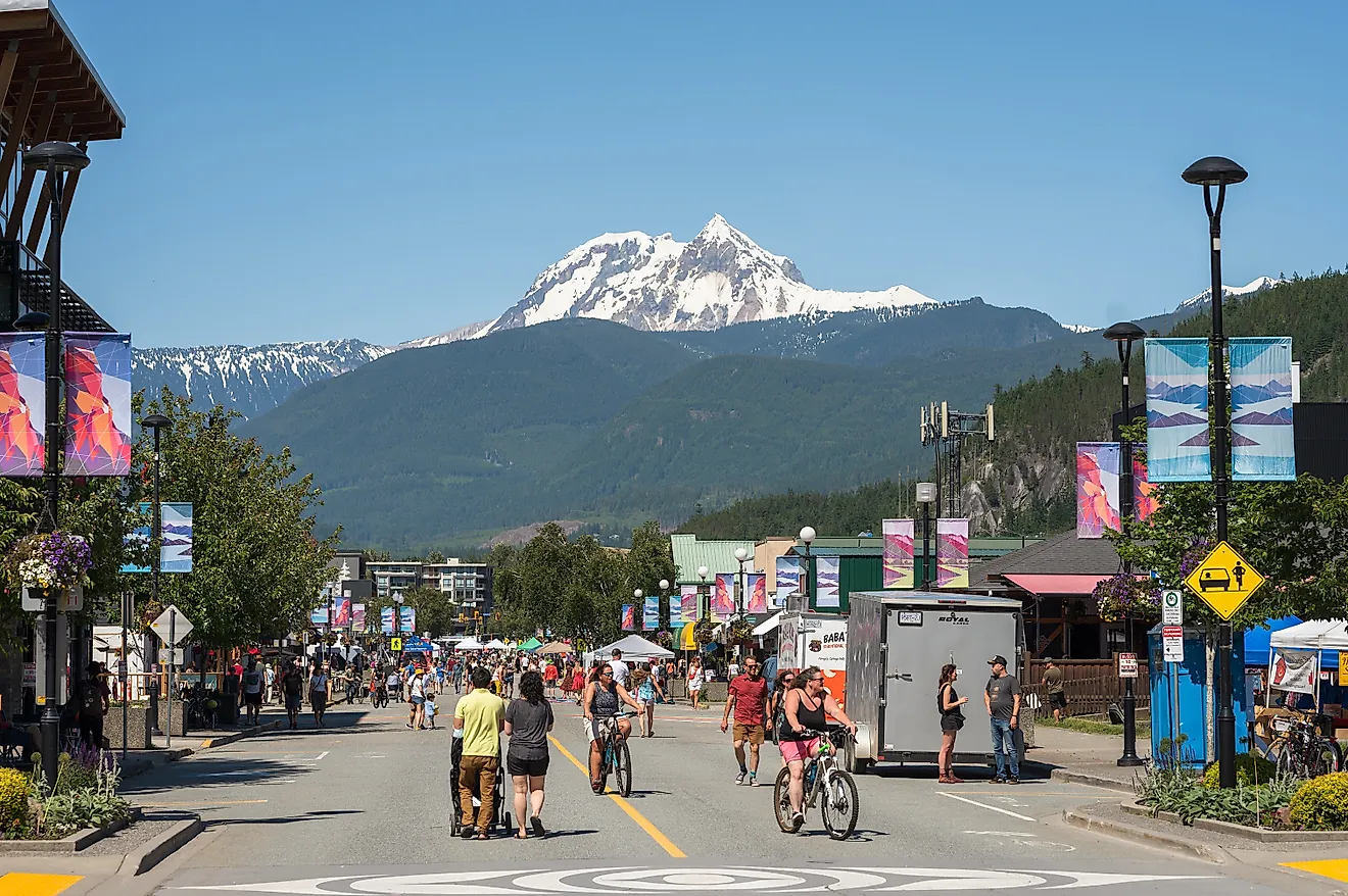 Squamish, British Columbia downtown. Editorial credit: David Buzzard / Shutterstock.com.