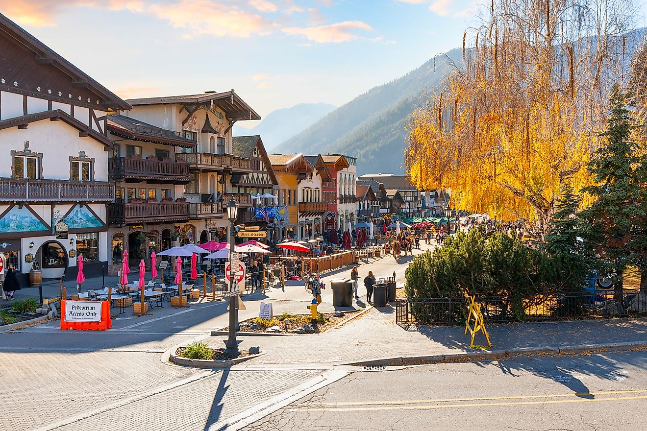 The Bavarian themed village of Leavenworth, Washington. Editorial credit: Kirk Fisher / Shutterstock.com