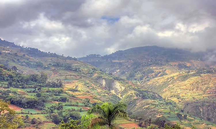 The mountainous landscape of Haiti.