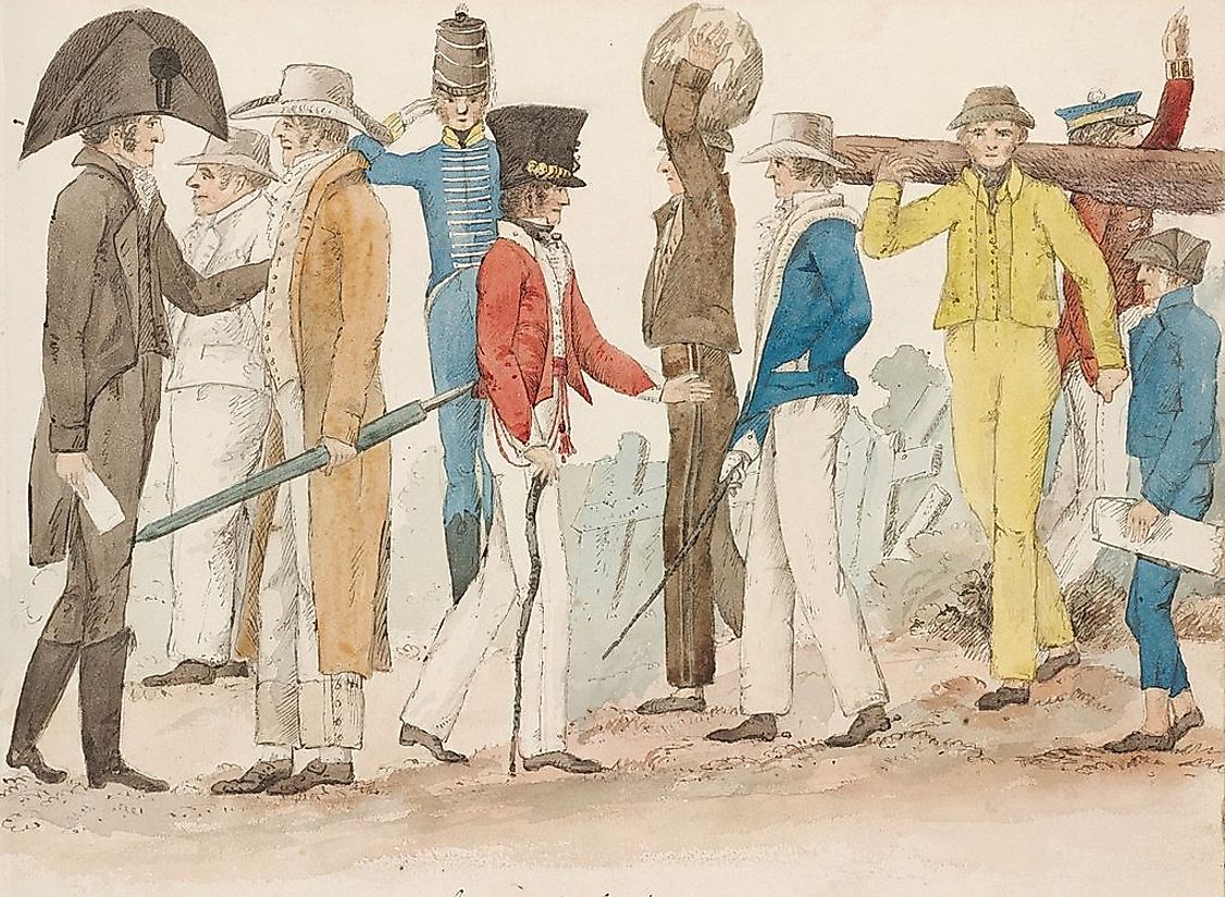 The co-existence of convicts, their military gaolers, and free settlers in Australia during the early years of European settlement in the country.