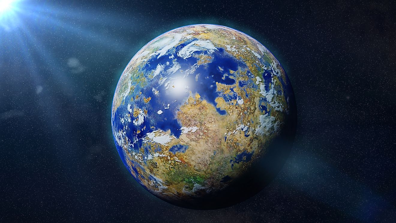 Artist’s concept of a potentially Alien world exoplanet in the habitable zone.