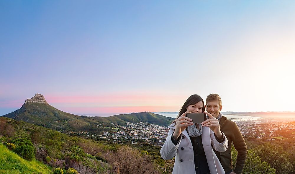 Tourists in Cape Town, South Africa. 