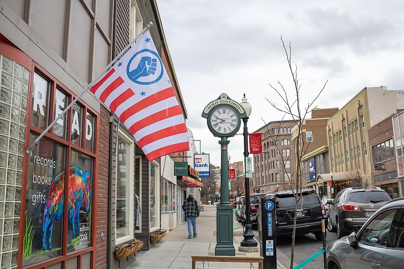 Traffic and urban life in the downtown area of Helena, Montana, via Michael Gordon / Shutterstock.com