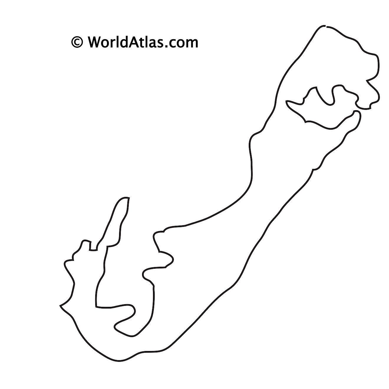 Mapa de contorno en blanco de Bermudas