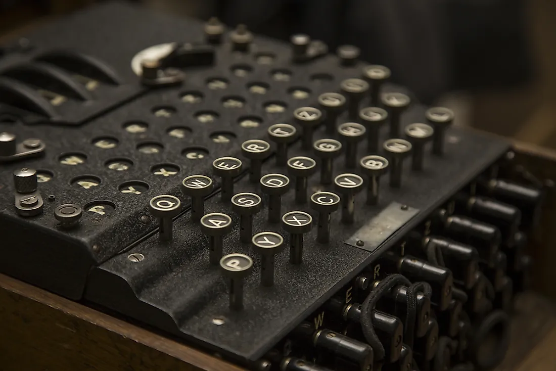 The enigma machine was used to send coded messages.