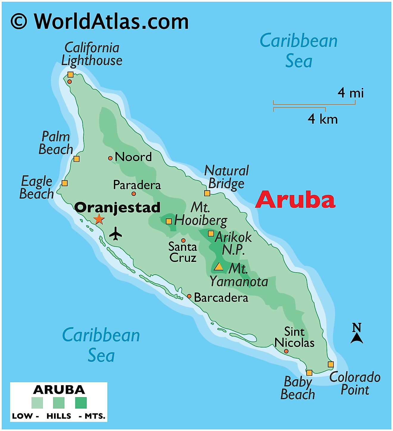 Printable Map Of Aruba