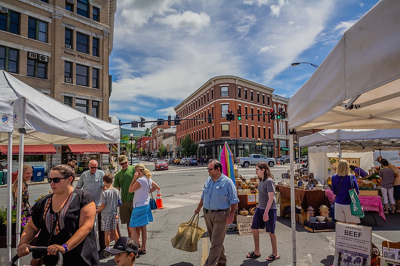 A closeup of a Produce market in Rutland, Vermont