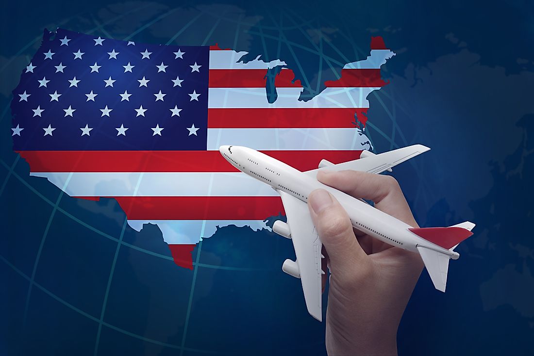 The United States is a very large country, where air travel is very common. 