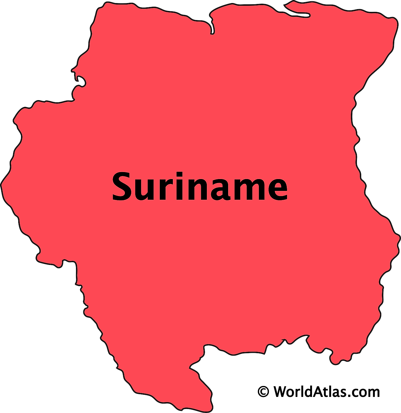 Mapa de contorno de Surinam