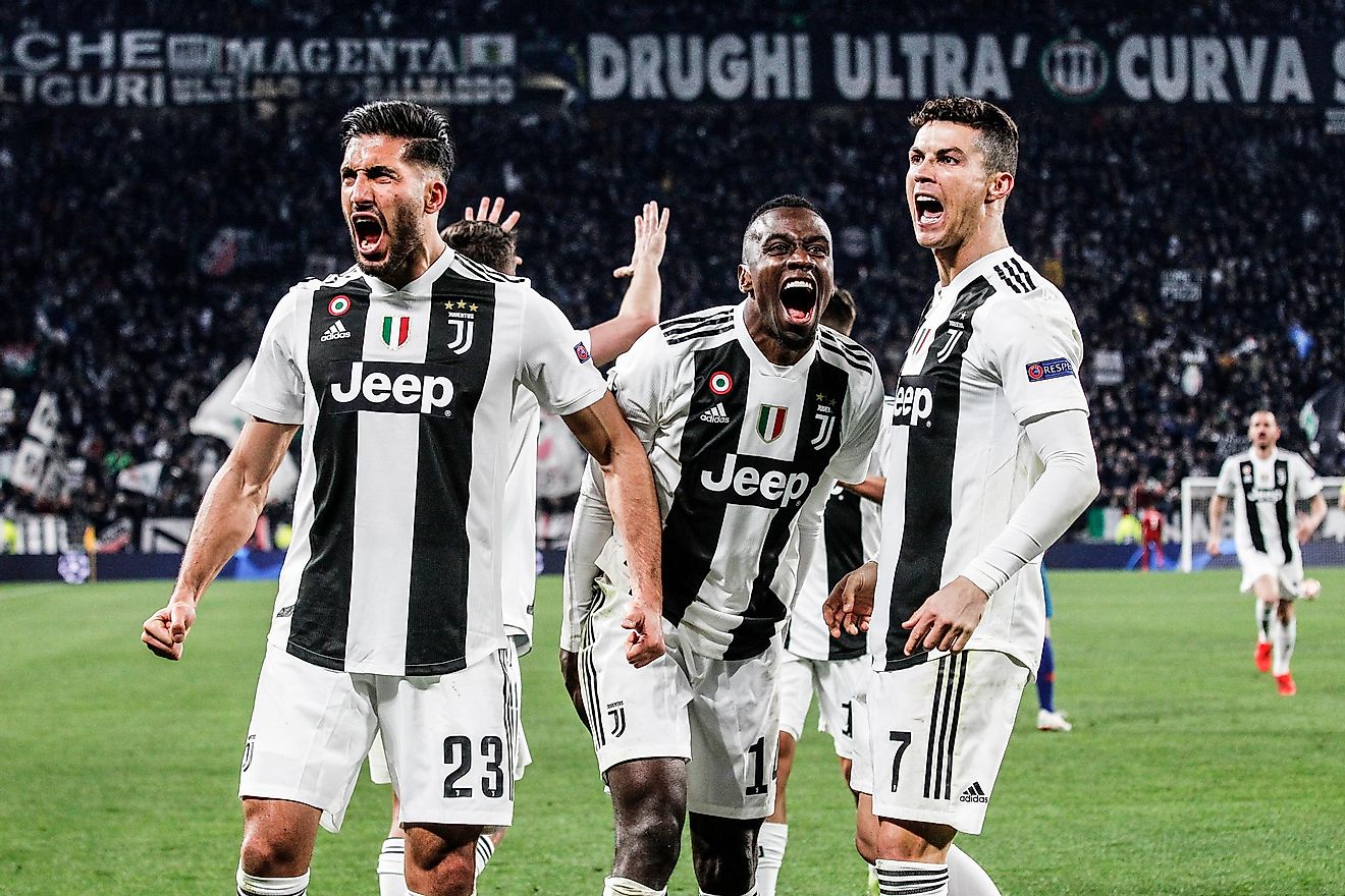 Emre Can, Blaise Matuidi and Cristiano Ronaldo, Juventus, celebrating the victory, Turin, Italy. 12 March 2019. Credit: cristiano barni / Shutterstock.com