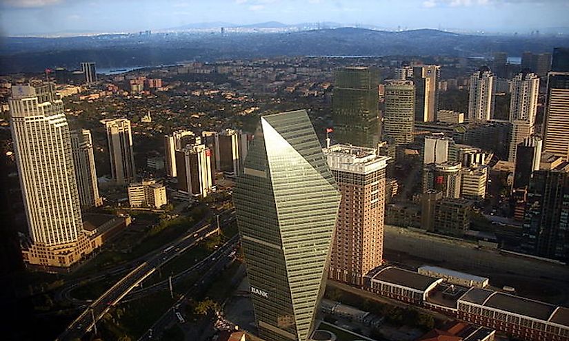 Levent business district in Istanbul, the largest city in Turkey.