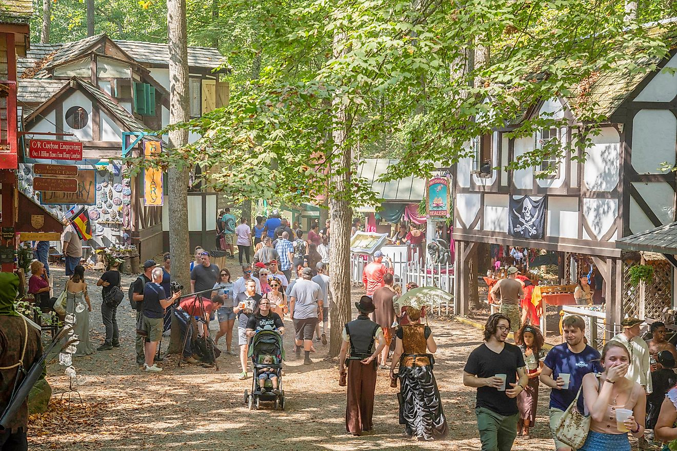 Crownsville MD 09 29 2019. Visitors, some in costume, enjoy the bucolic setting at the annual Maryland Renaissance Festival in Crownsville, MD. TJ Brown via Shutterstock