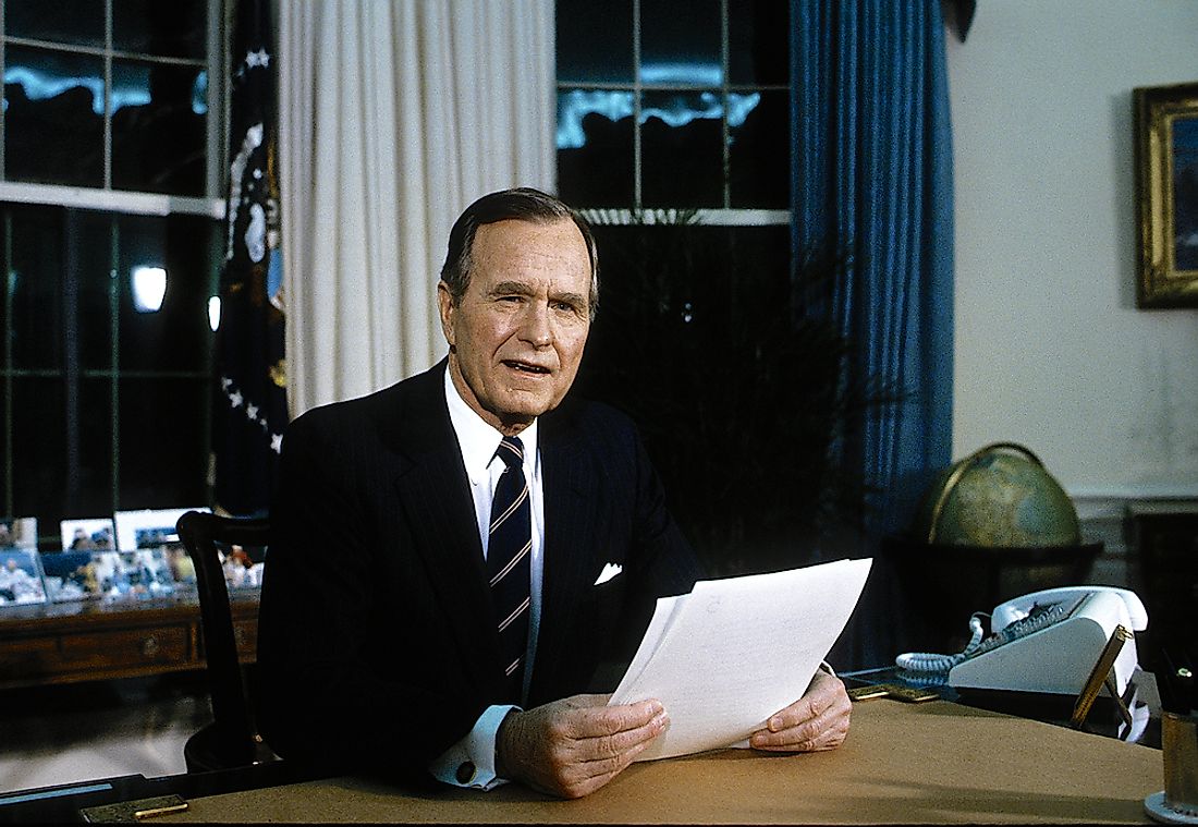 George Herbert Walker Bush while he was in the White House. Editorial credit: mark reinstein / Shutterstock.com.