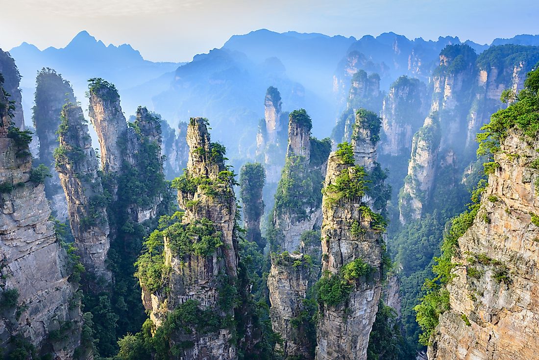 The unearthly landscape of Zhangjiajie National Forest Park. 