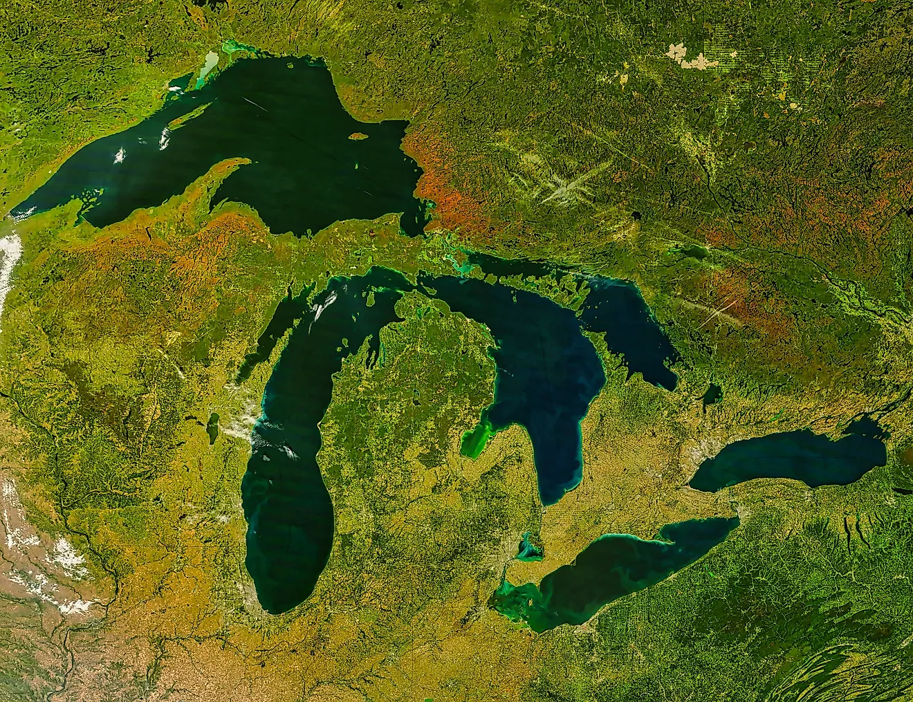The Great Lakes.  Elements of this image furnished by NASA.